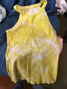 Cat & Jack Yellow Tie-Dye Ribbed Halter Tank